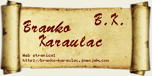 Branko Karaulac vizit kartica